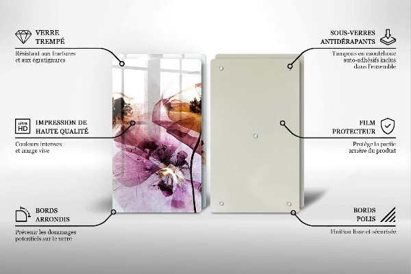 Steklena podloga za rezanje Nežni cvetovi