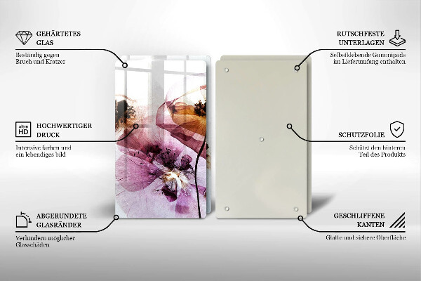 Steklena podloga za rezanje Nežni cvetovi