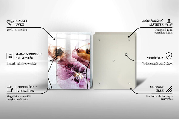 Steklena podloga za rezanje Nežni cvetovi