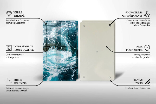 Steklena podloga za rezanje Peneči se valovi vode