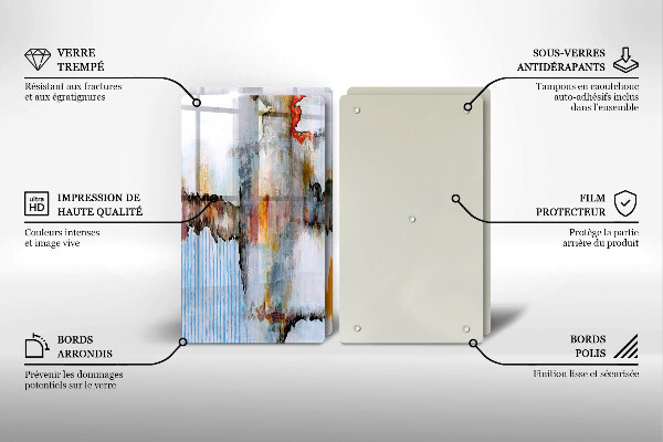 Steklena podloga za rezanje Abstraktne barve