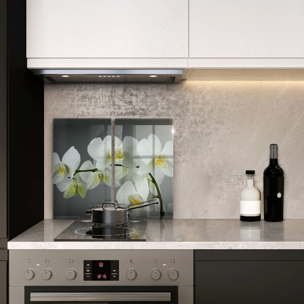 Steklena podloga za rezanje Cvetovi belih orhidej