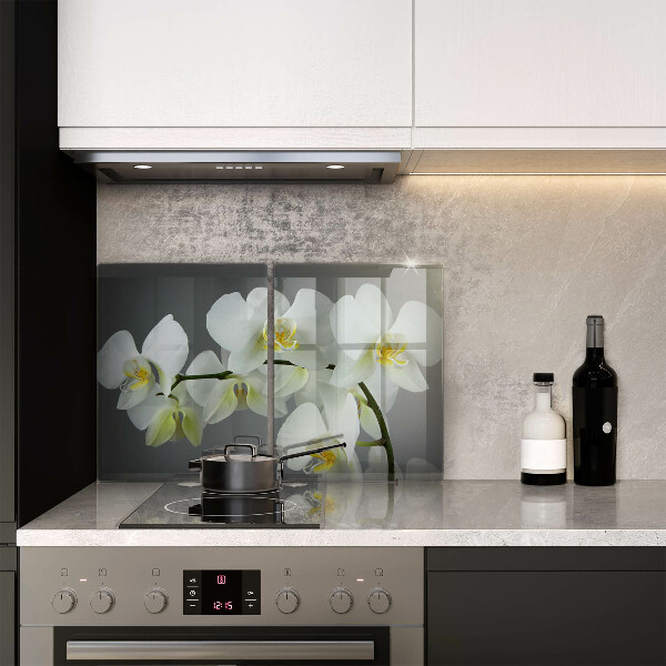 Steklena podloga za rezanje Cvetovi belih orhidej