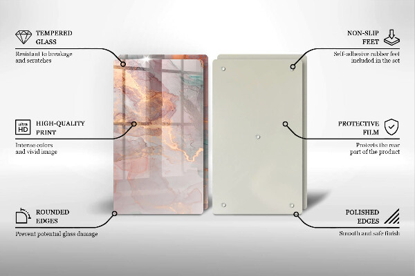 Steklena podloga za rezanje Marmor z zlatom