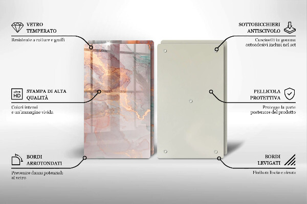 Steklena podloga za rezanje Marmor z zlatom