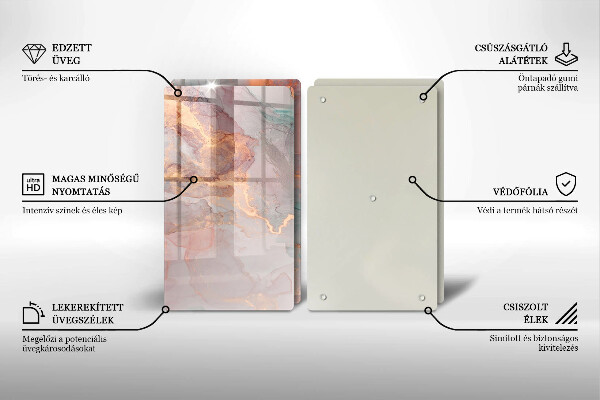 Steklena podloga za rezanje Marmor z zlatom