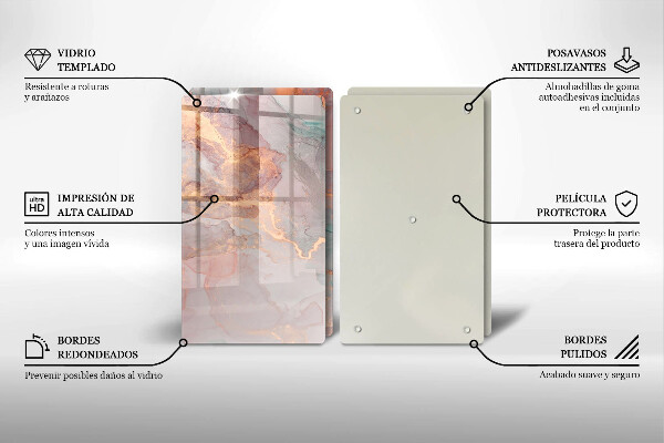 Steklena podloga za rezanje Marmor z zlatom