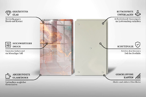 Steklena podloga za rezanje Marmor z zlatom