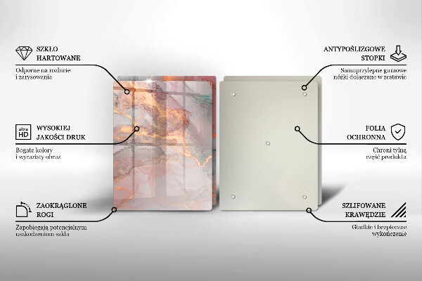 Steklena podloga za rezanje Marmor z zlatom