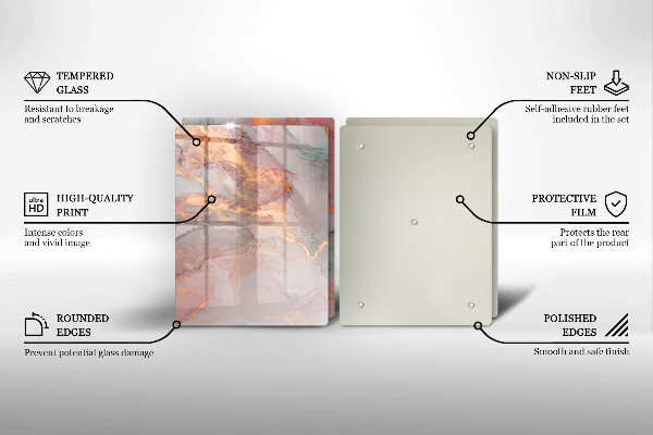 Steklena podloga za rezanje Marmor z zlatom