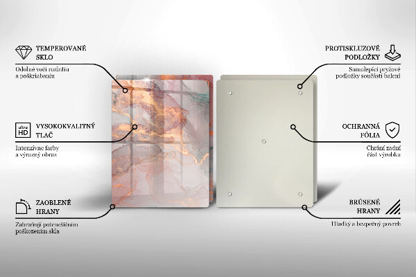 Steklena podloga za rezanje Marmor z zlatom