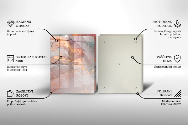 Steklena podloga za rezanje Marmor z zlatom