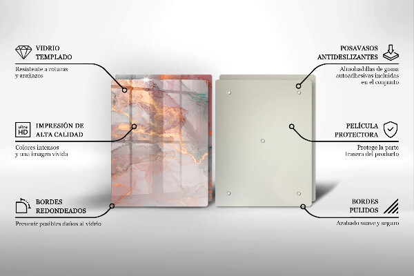 Steklena podloga za rezanje Marmor z zlatom