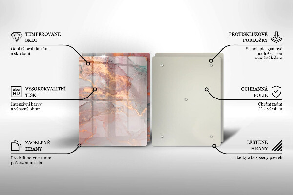 Steklena podloga za rezanje Marmor z zlatom