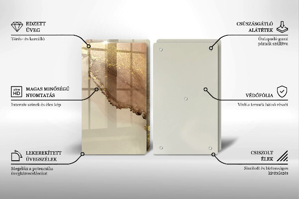 Steklena podloga za rezanje Zlata abstrakcija