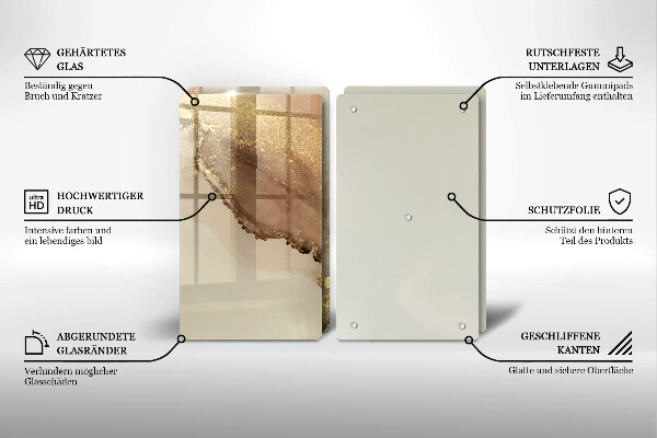 Steklena podloga za rezanje Zlata abstrakcija