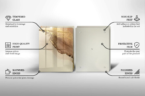 Steklena podloga za rezanje Zlata abstrakcija