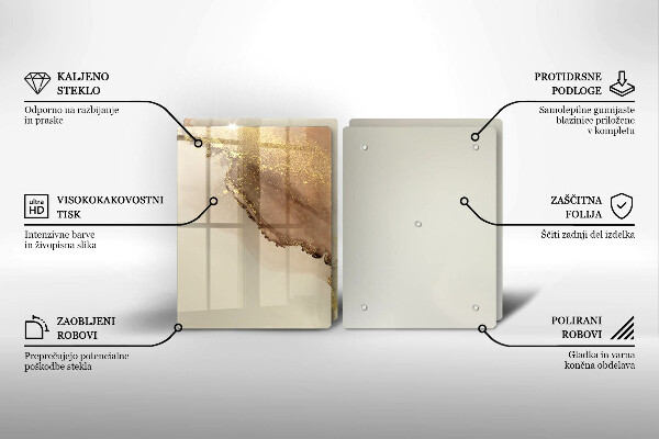 Steklena podloga za rezanje Zlata abstrakcija