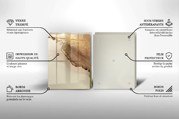 Steklena podloga za rezanje Zlata abstrakcija