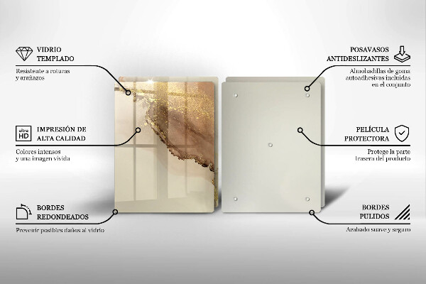 Steklena podloga za rezanje Zlata abstrakcija
