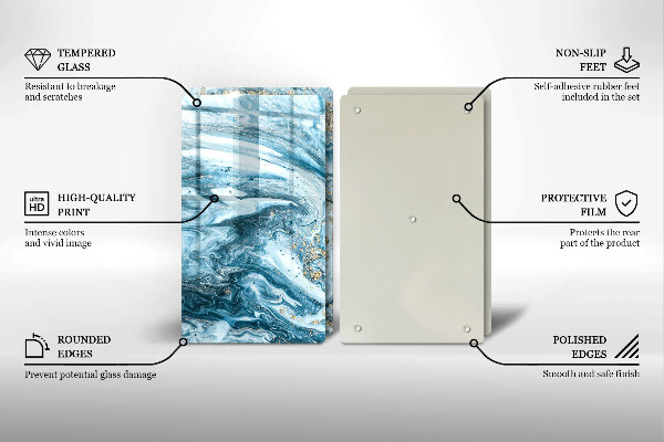 Steklena podloga za rezanje Struktura z zlatom