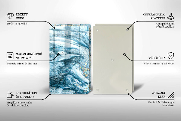 Steklena podloga za rezanje Struktura z zlatom