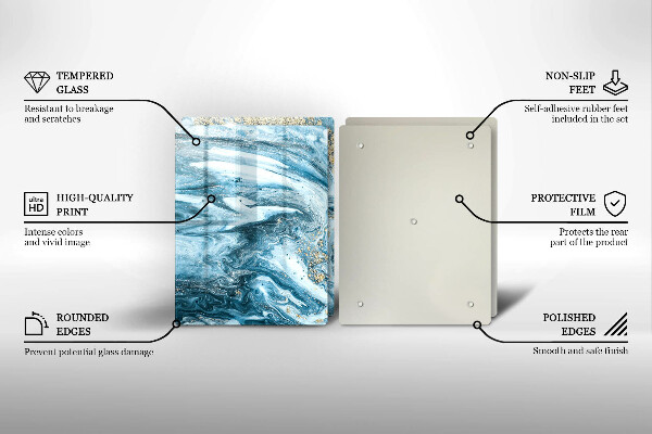 Steklena podloga za rezanje Struktura z zlatom