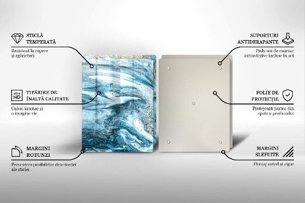 Steklena podloga za rezanje Struktura z zlatom