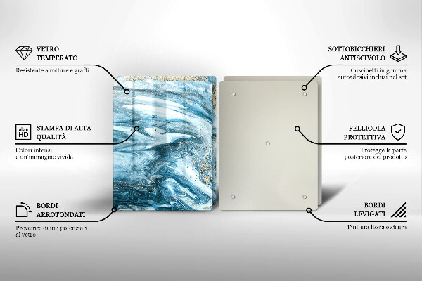 Steklena podloga za rezanje Struktura z zlatom