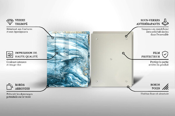 Steklena podloga za rezanje Struktura z zlatom