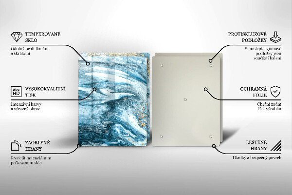 Steklena podloga za rezanje Struktura z zlatom