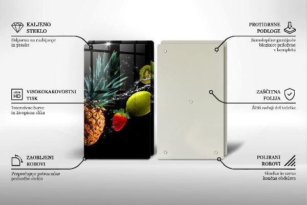 Steklena podloga za rezanje Sadje v vodi