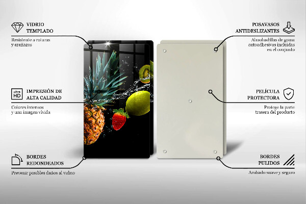 Steklena podloga za rezanje Sadje v vodi