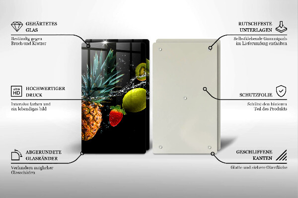 Steklena podloga za rezanje Sadje v vodi