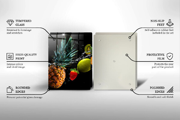 Steklena podloga za rezanje Sadje v vodi