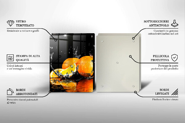 Steklena podloga za rezanje Sočno oranžno sadje
