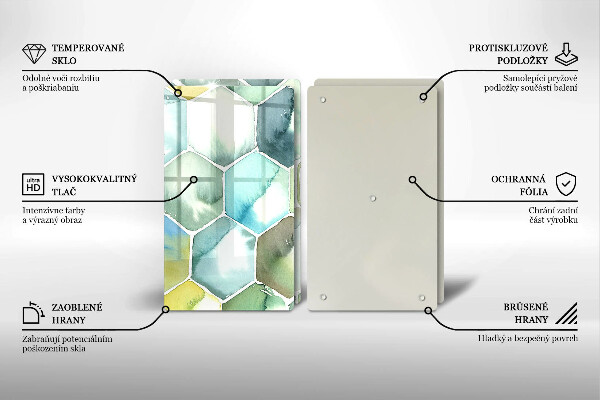Steklena podloga za rezanje Akvarelni šesterokotniki