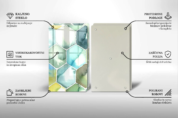 Steklena podloga za rezanje Akvarelni šesterokotniki