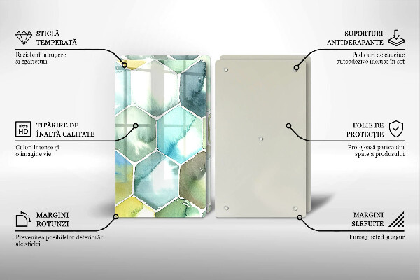 Steklena podloga za rezanje Akvarelni šesterokotniki