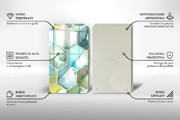 Steklena podloga za rezanje Akvarelni šesterokotniki
