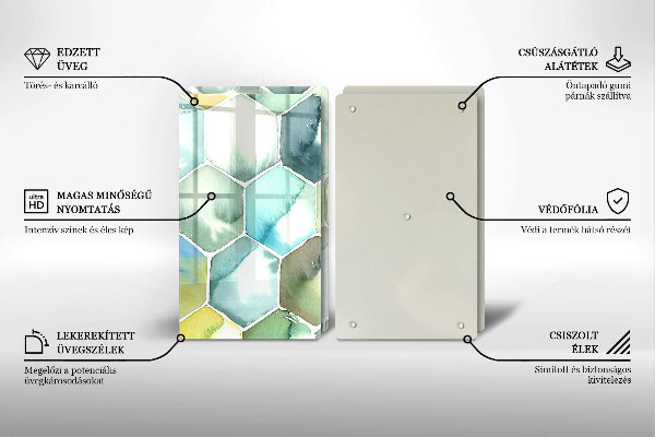 Steklena podloga za rezanje Akvarelni šesterokotniki