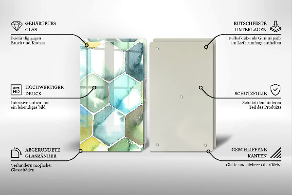Steklena podloga za rezanje Akvarelni šesterokotniki