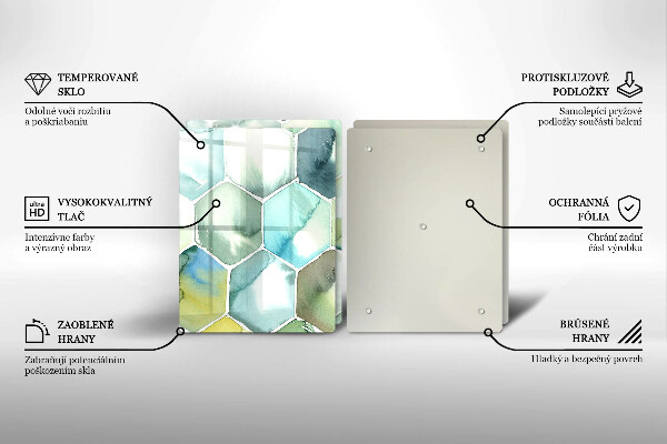 Steklena podloga za rezanje Akvarelni šesterokotniki