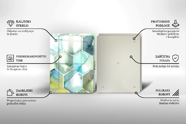 Steklena podloga za rezanje Akvarelni šesterokotniki