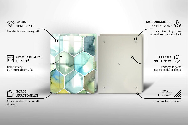 Steklena podloga za rezanje Akvarelni šesterokotniki
