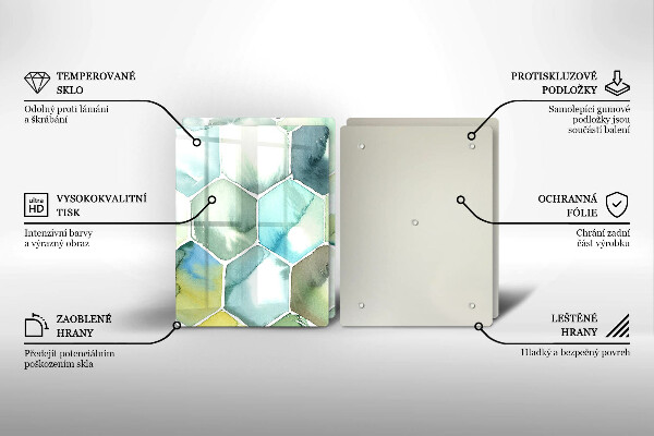 Steklena podloga za rezanje Akvarelni šesterokotniki