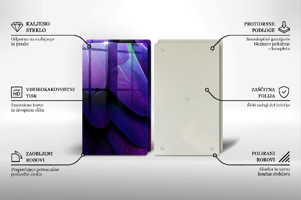 Steklena podloga za rezanje Neonsko perje