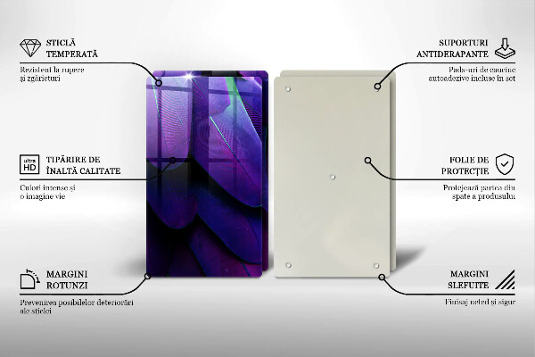 Steklena podloga za rezanje Neonsko perje