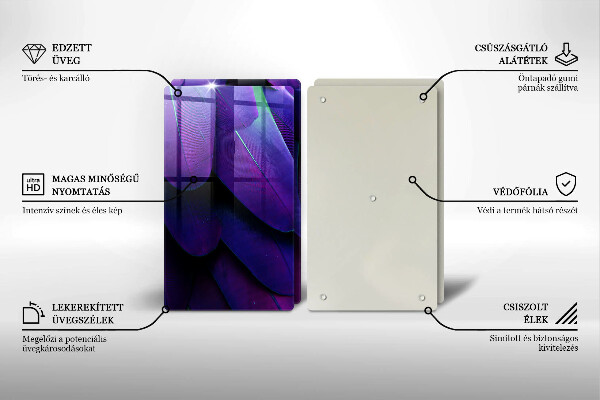 Steklena podloga za rezanje Neonsko perje