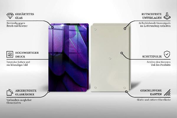 Steklena podloga za rezanje Neonsko perje